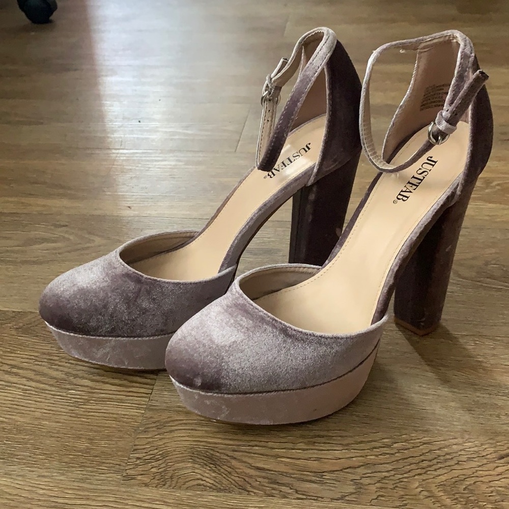 Lavender suede platforms